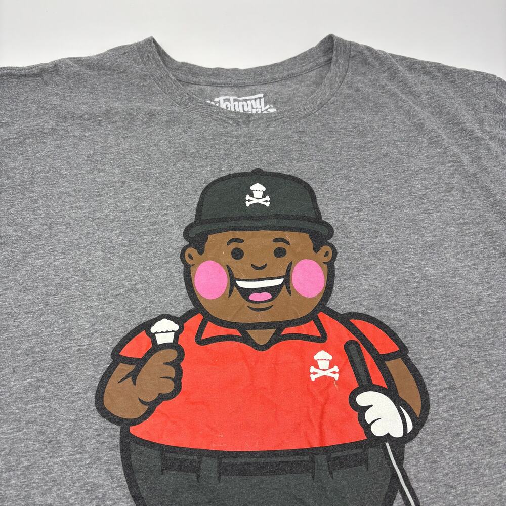 Johnny Cupcakes Mens XL Gray‎ Graphic Golf Print Short Sleeve T-Shirt